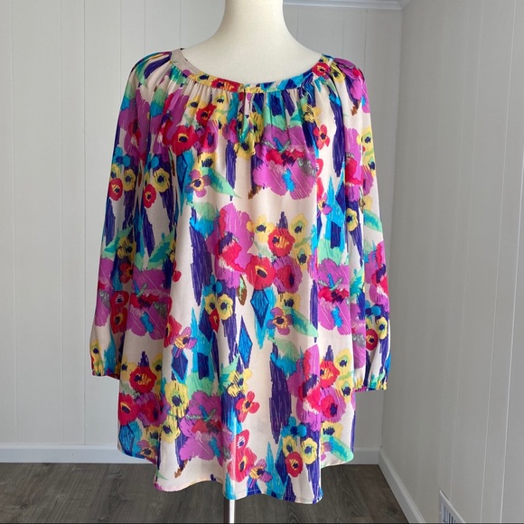 Flowy Boho Daniel Rainn Floral Blouse Large - Picture 8 of 8
